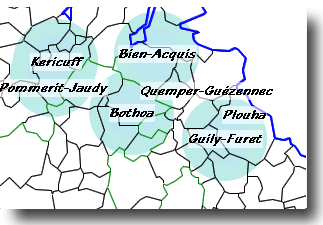 Localisation de plusieurs toponymes de France